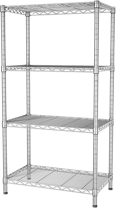 SINGAYE 4 Shelves Adjustable Storage Shelf Wire Shelving Rack Bathroom Standing Units Laundry Room Organization for Kitchen Office Bathroom Organizers Metal Pantry 14" D x 24" W x 48" H Gray
