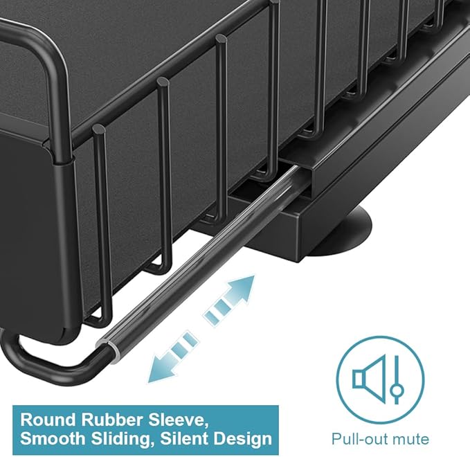 Under Sink Organizer Kitchen, 2 Tier Under Sink Organizers and Storage, Pull out Cabinet Organizer Shelf, Metal Drawer for Kitchen Bathroom Pantry Cabinet Closet Organization Rack, Black, 1 Pack