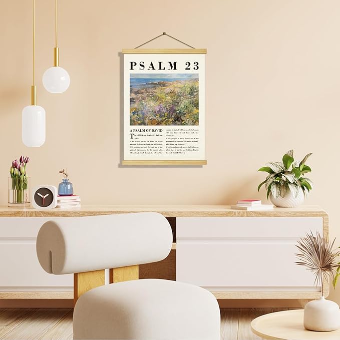 Christian Canvas Poster, Psalm 23 Canvas Poster Wood Hanger, The Lord Is My Shepherd Christian Wall Art, Bible Verse Posters, William Morris Prints Decor, Home Decor Accent