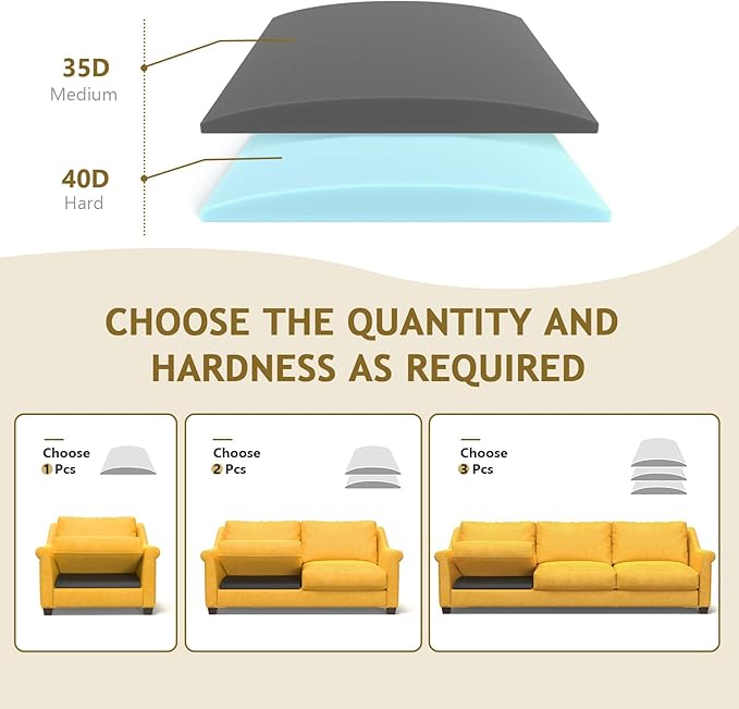 Couch Cushion Support for Sagging Seat Sofa Couch Supports for Sagging Cushions Curved High Density Foam Grey Pack of 2