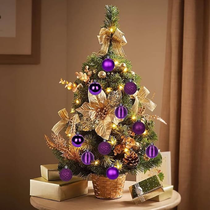 30PCS 2" Christmas Ball Ornaments Shatterproof Purple Christmas Tree Decorations Xmas Tree Balls Halloween Ornaments Décor