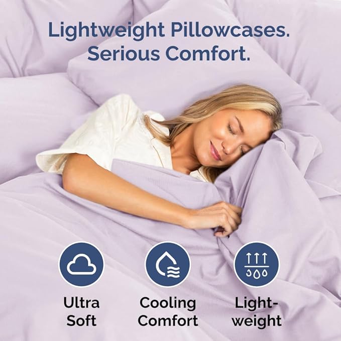 King Pillow Cases Set of 2 - Ultra Soft Hotel Quality Pillowcase Covers - Comfy, Cozy & Wrinkle Free - Shrinkage and Fade Resistant - Machine Washable Pillow Protectors - 2 Piece Set - Light Lavender