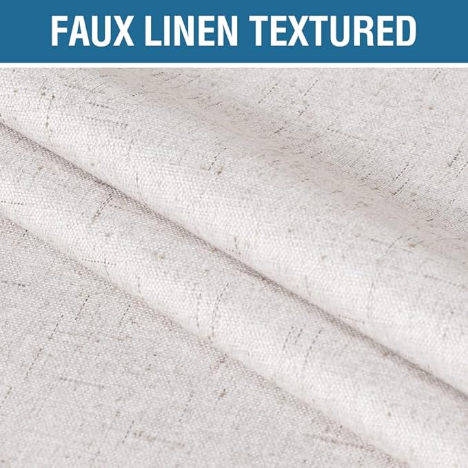 H.VERSAILTEX 100% Blackout Curtains for Bedroom 108 Inches Long Grommet Linen Face Full Light Blocking Curtain Drapes for Living Room Thermal Insulated Linen Look Curtains 2 Panels Set, Ivory