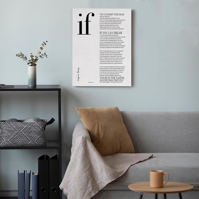 Inspirational Canvas Wall Art If Poem Positive Print Framed Painting Artwork Ready to Hang Modern Home Office Wall Decor 15x11.5 Inches