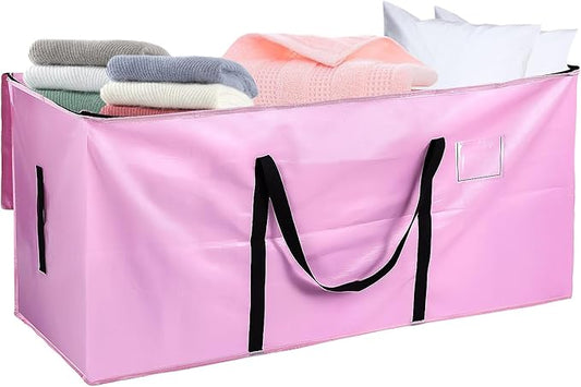 66 Gallon Extra Large Moving Bags - Heavy Duty Storage Bags with Zipper & Strong Handles, Pink Packing Bag for Moving, Storage, Travel and Camping, College Dorm & Home Supplies, 1 Pcs