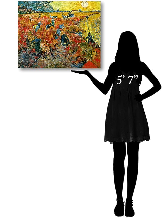 DECORARTS - The Red Vineyards, Vincent Van Gogh Art Reproduction. Giclee Canvas Prints Wall Art for Home Decor 30x24