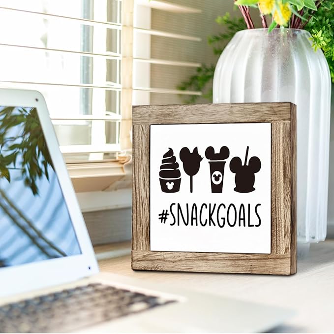 Farmhouse Wood Sign - Snackgoals Tabletop Decor, Disney Freestanding Plaque for Living Room & Office Bar, Cafe Decor