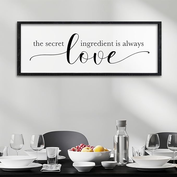 Surfapans Meals and Memories Are Made Here Sign Wall Art Decor 32"x12" for Kitchen Dining Room Large Wooden Framed Wall Hanging (Black)