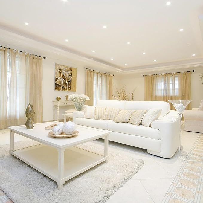 Soliseed 4 Pack 5/6 Inch LED Can Lights Length Adjustable Recessed Lights,12W=60W,4000K Cool White,800LM,Retrofit Downlight ETL Damp Rated,Dimmable,Bevel Trim,Recessed Lighting Easy Install