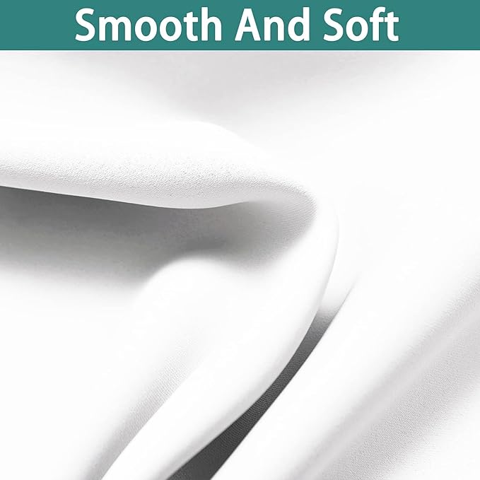 Yakamok 2 Thick Layers Pure White 100% Completely Blackout Curtains Thermal Insulated Room Darkening Drapes for Bedroom(62Wx96L, Pure White, One Pair)