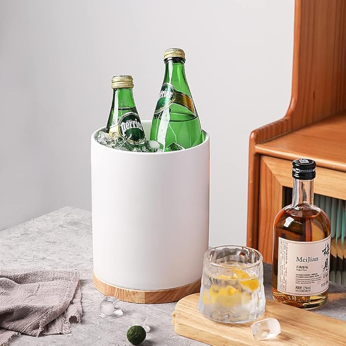 Sweejar Kitchen Utensil Holder with Wooden Bottom, 8.2" Ceramic Utensil Crock to Hold Spatulas for Cooking Countertop, Housewarming, Wedding, Birthday Gift (White)