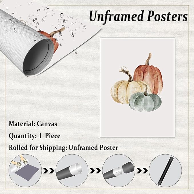 PumpkinWall Art pumpkin Canvas prints posters Rustic fall print Pumpkin Watercolour painting Fall decor Fall wall decor 12x16 Unframed