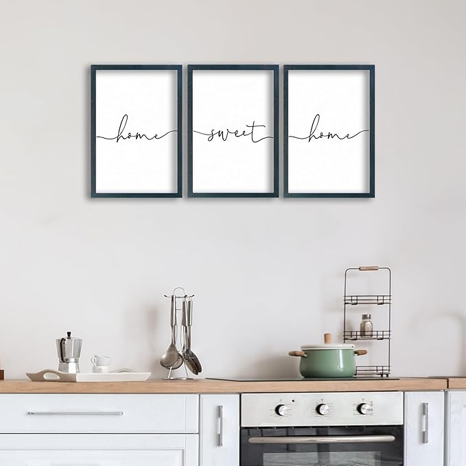SRSZHIYUE Living Room Wall Decor Minimalist Home Sweet Home Sign Set of 3 16''×11'' Small Family Modern Farmhouse House Wall Plaque Horizontal Hanging Decoration (Black)