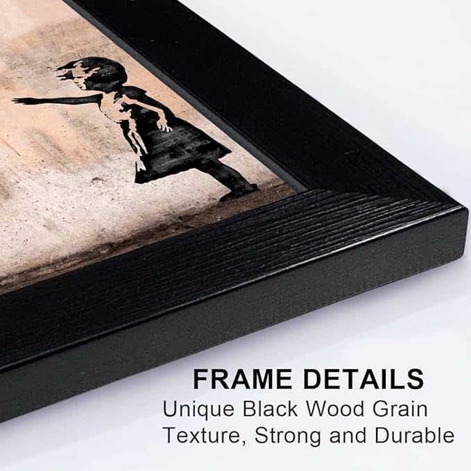 Biufo Banksy Canvas Wall Art Decor, Graffiti Print Picture Pop Street Art, Girl with Balloon Poster, Bedroom Home Wall Decor (10L x 8W, Framed)