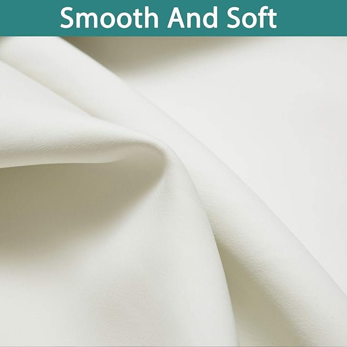 Yakamok 100% Blackout Curtains for Bedroom, Thermal Insulated Double Layer Drapes with Grommet for Living Room, Cream, 2 Panels, W52 x L72