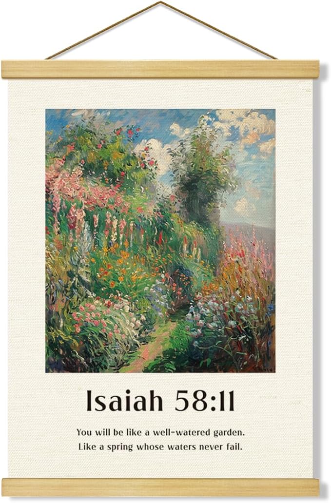 Vintage Christian Canvas Poster, Isaiah 58:11 Canvass Poster Wood Hanger, Christians Wall Art, Bible Verse Posters, Modern Canvas Posters Decors, Home Decor Accent, Christian Gift