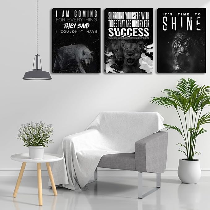Black Office Wall Decor Motivational Wall Decor Bedroom Living Room Decor Men Wall Art for Office Inspirational Wall Art Painting Poster Prints Canvas Wall Art Framed (36" Wx16 H)