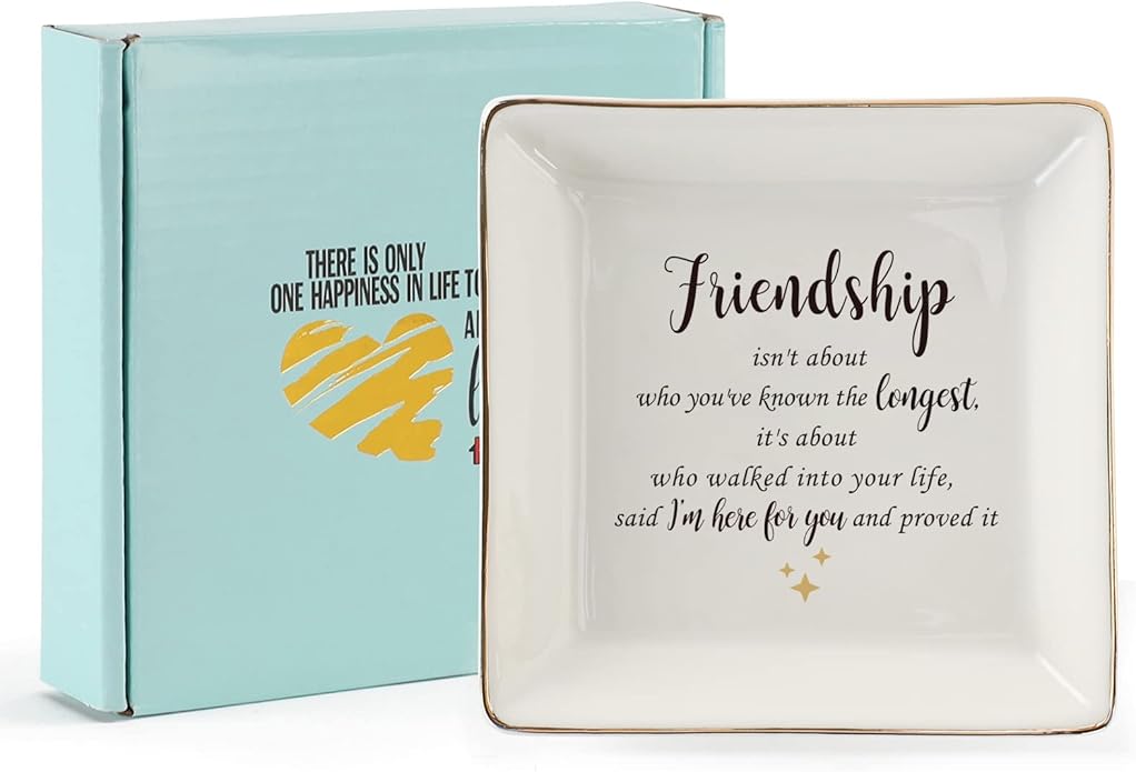 HOME SMILE Ceramic Ring Dish Jewelry Tray for Mom Sister Friends