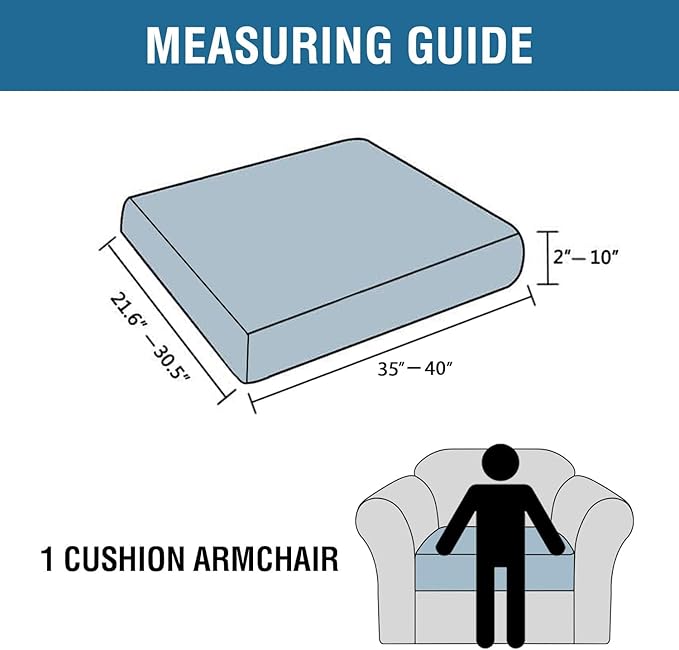 H.VERSAILTEX Super Stretch Individual Seat Cushion Covers Sofa Covers Couch Cushion Covers Slipcover Sets Thick Jacquard Textured Twill Fabric (1 Piece Chair Cushion Cover, Sage)