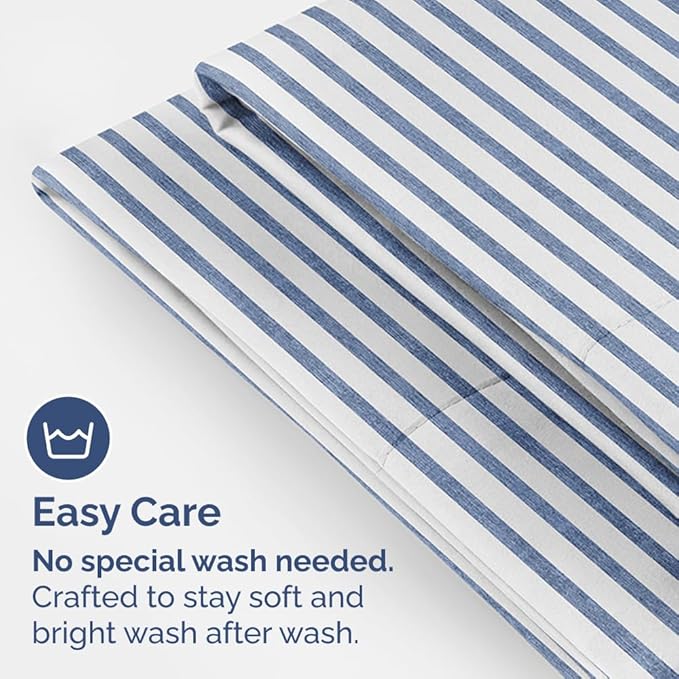 Queen Pillow Cases Set of 2 - Ultra Soft Hotel Quality Pillowcase Covers - Comfy, Cozy & Wrinkle Free - Shrinkage and Fade Resistant - Machine Washable Pillow Protectors - 2 Piece Set - Blue Stripes 2