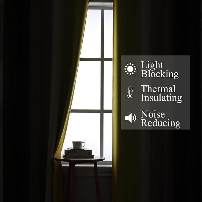 Estelar Textiler Brown and Yellow Blackout Curtains 45 Inch Length, Full Light Blocking Gradient Drapes for Kitchen, Thermal Insulated Grommet Ombre Curtains for Bathroom, 52Wx45L, 2 Panels