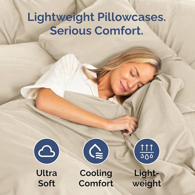 New Pillow Cases, King Standard, Wheat