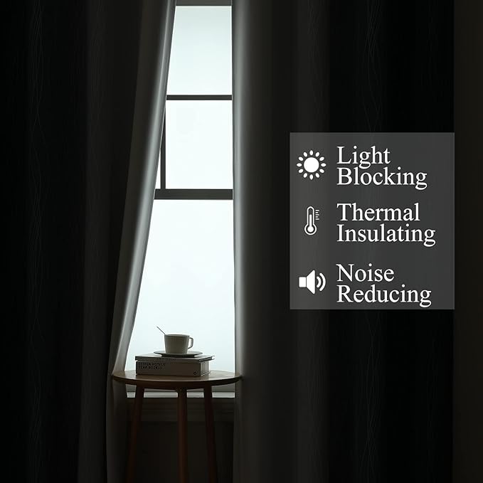 Estelar Textiler Full Room Darkening Greyish White and Navy Blue Blackout Curtains 72 Inch Length 2 Panels Set, Ombre Thermal Insulated Light Blocking Grommet Blackout Drapes for Bedroom, 42Wx72L