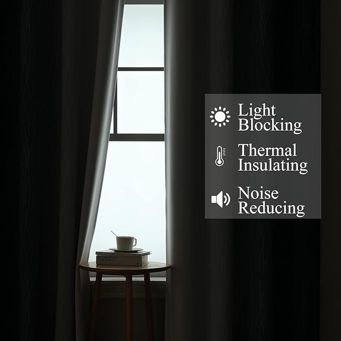 Estelar Textiler Full Room Darkening Greyish White and Navy Blue Blackout Curtains 54 Inch Length 2 Panels Set,Ombre Thermal Insulated Full Light Blocking Grommet Blackout Drapes for Kitchen,52Wx54L