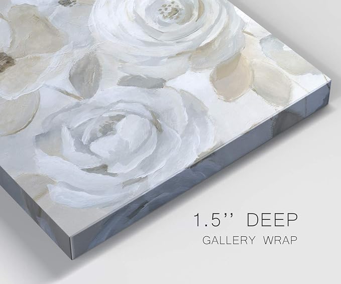 Square Premium Gallery Wrapped Canvas Flower Multicolor Wall Art Abstract Floral Romance Modern Pictures Print for Home Office, Ready to Hang