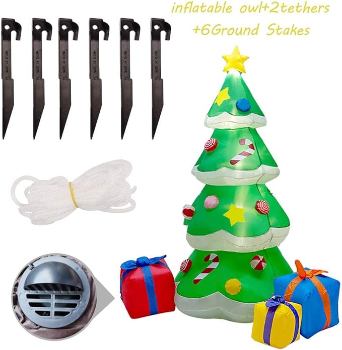 DR.DUDU 7 FT Inflatable Christmas Tree with Led Lights, Lighted Christmas Tree for Blow Up Yard Decoration, Indoor Outdoor Yard Garden Christmas Decoration