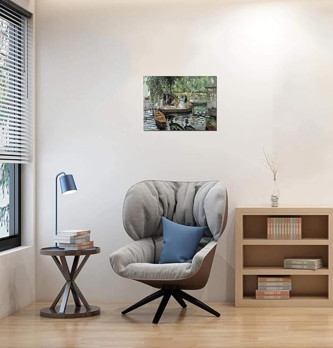 Impressionism Artwork Bathroom Decor La Grenouillere By Pierre Auguste Renoir Famous Painting Prints for Bedroom Hallway Lounge Home Wall Art Framed 12x16inch