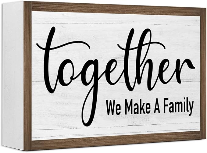 Together We Make a Family Wooden Box Sign Desk Decor,Rustic Family Saying Wood Block Sign for Home Farmhouse Bedroom Shelf Tabletop Wall Decor