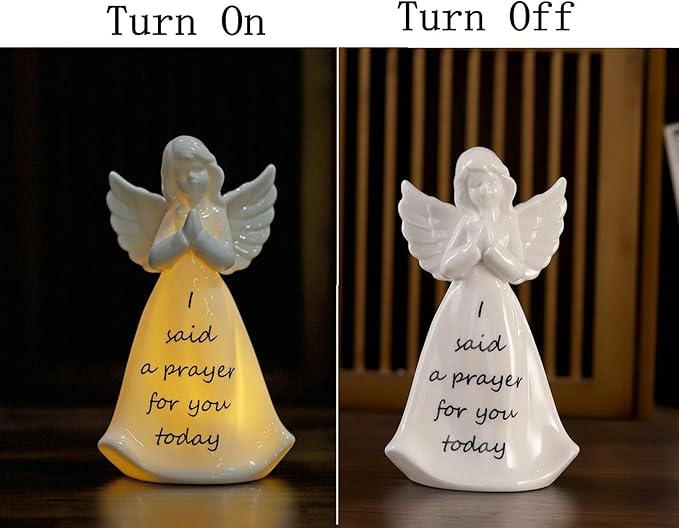ADAVAS.Y&G Ceramic Angel Night Light A Prayer Angel Figurine with LED Light Best Gift for Your Loved Ones (Prayer)
