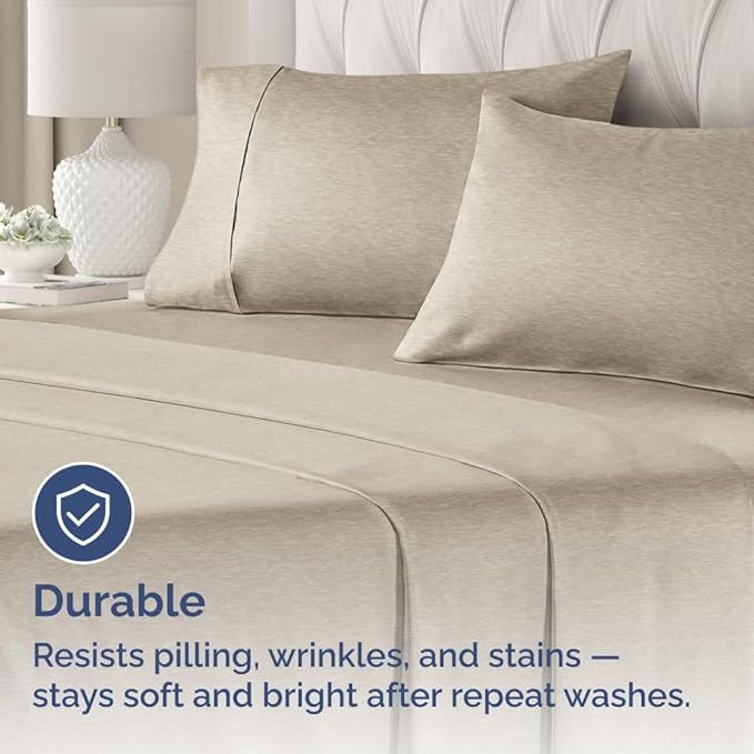 Queen Pillow Cases Set of 2 - Ultra Soft Hotel Quality Pillowcase Covers - Comfy, Cozy & Wrinkle Free - Shrinkage & Fade Resistant - Machine Washable Pillow Protectors - 2 Piece Set - Heathered Beige