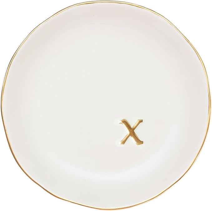 COLLECTIVE HOME - Ceramic Jewelry Tray, Decorative Trinket Dish for Rings Earrings Necklaces Bracelet Watch Keys, Birthday Mother's Day Christmas Gift for Women, 4.75", White Surface (x)