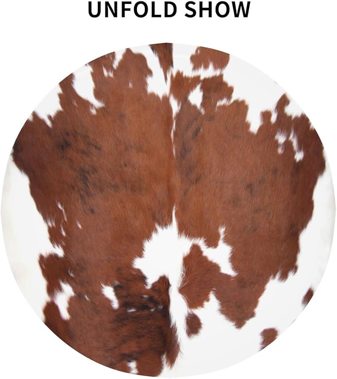 Cow Print Tablecloth Round 60 Inch Vinyl Spring Cowhide Table Cloths for Parties Waterproof Fabric Brown Animal Print Tablecloths Decorative for Holiday Home Party Wedding Picnic