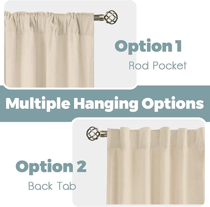 BGment Cream Beige Velvet Curtains 72 Inch Length for Bedroom, Elegant Thermal Insulated Room Darkening Super Soft Window Curtains with Back Tab and Rod Pocket for Living Room, 2 Panels, 52 x 72 Inch