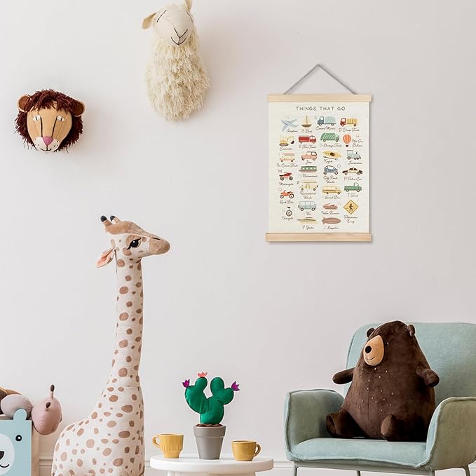 Supwhd Classroom Wall Decor, Vehicle Alphabet Wall Art Poster, Alphabet ABC Educational Poster Wall Art for Toddler Kids Room Playroom Classroom Preschool Decor, 12x16