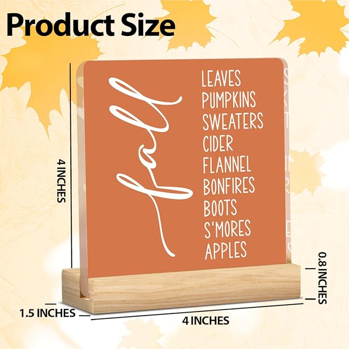 Retro Fall Decor Farmhouse Fall Decorations for Home Office Autumn Pumpkin Decorations Sign Thanksgiving Acrylic Decor for Bedroom Bathroom 5 x 5 inches (Acrylic 1702)