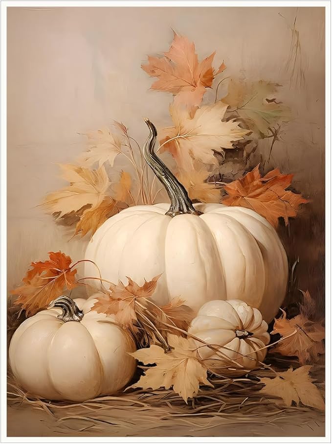 Fall Wall Decor Pumpkin Still Life Canvas Print Poster Rustic Fall Art Vintage Autumn Wall Art Halloween Autumn Decor Thanksgiving 24x36 Unframed
