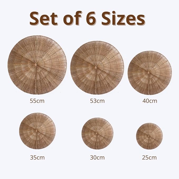 21.6 inch Wicker Wall Decor Set – Boho Wall Basket Decor with Jute Rope, Large Circle Wall Baskets, Natural Woven Wall Art for Living Room Bedroom, Decorative Seagrass Wall Hanging