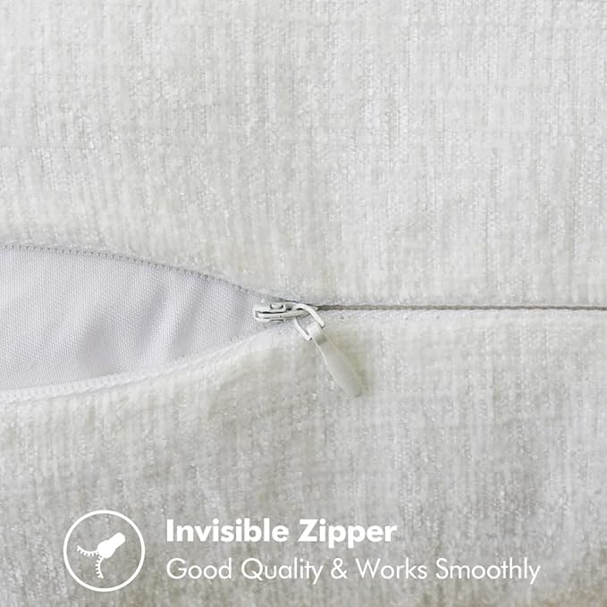 MIULEE Pack of 2 Christmas Pillow Covers 24x24 Inch Pure White Farmhouse Decorative Throw Pillow Covers with Stitched Edge Soft Chenille Solid Dyed Couch Pillow Covers for Sofa Bed Living Room