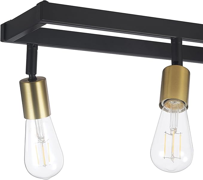 GLOBE Electric 64000096 36" 6-Light Track Lighting, Matte Black, Brass Sockets, Adjustable Pivoting Heads, Ceiling Light Fixture for Kitchen Island, Hallway, or Dining Room, Modern Farmhouse Lights
