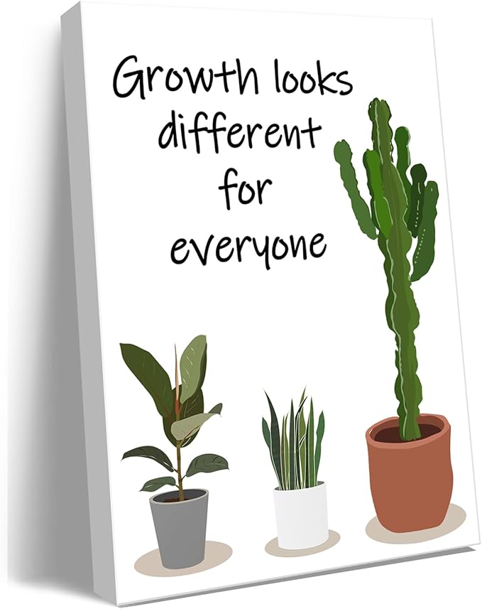 Ploceiny Inspirational wall decor for office,Growth Looks Different for Everyone Plant Motivational wall art for Home decor, Motivational posters for classroom decor A-381