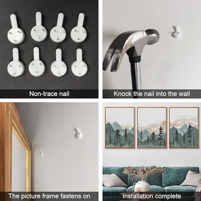 CHDITB Large Mountain Wall Art Set of 3, 24"x36" Framed Forest Woodland Wall Decor, Pine Tree Landscape Wall Painting, Nature Scenery Canvas Art Prints for Living Room, Bedroom, Office, Dining Room