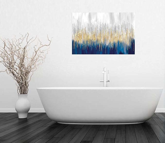 XXMWallArt FC3169 Abstract Wall Art Gold and Blue Canvas painting Artwork Painting Print for Living Room Bedroom Kitchen Home and Office Wall Decor