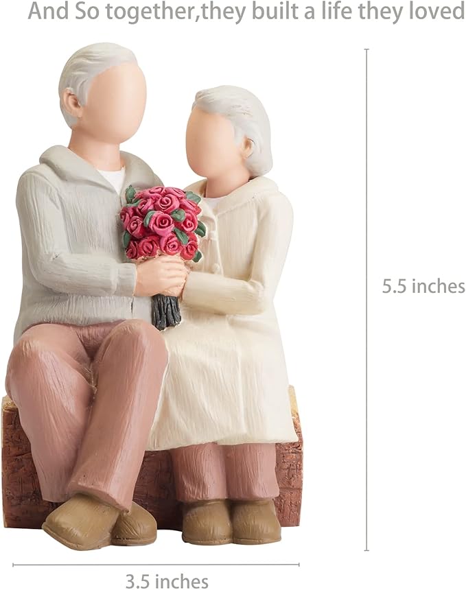 Rose Couple Home Decor Figurine, Romantic Loving Sculpted Hand Painted Figure Happy Wedding Anniversary Sculpture Gifts for Couple Home Decor Statue for Wedding Valentine's Day Christmas