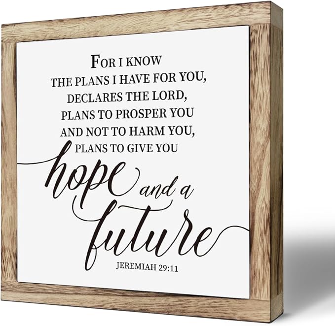 Scripture Sign, For I Know the Plans I Have for You Sign, Jeremiah 29:11 Sign, Wooden Plaques Box Signs, Inspirational Christian Sign, Bible Verse Decor, Religious Artwork for Home Decor, Office Decor