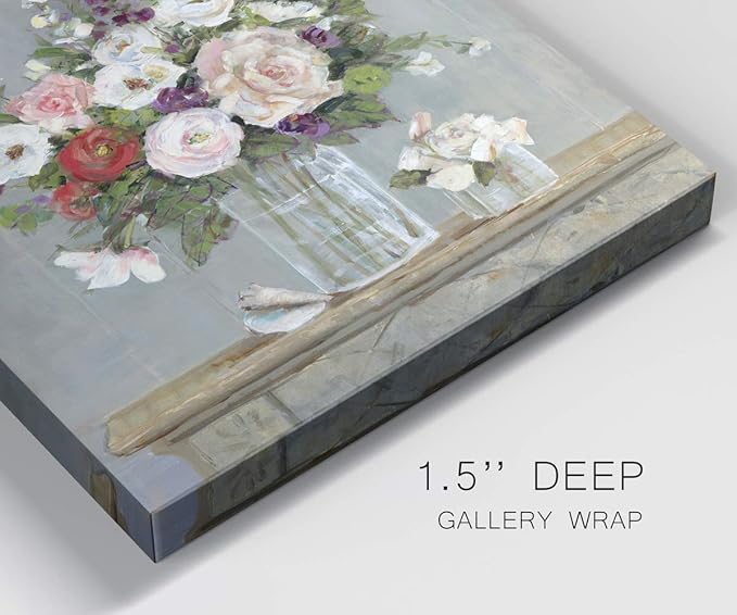 Wexford Home Square Premium Gallery Wrapped Canvas Flower Multicolor Wall Art Abstract Floral Romance Modern Pictures Print for Home Office, Ready to Hang, cottage collection, 24x24