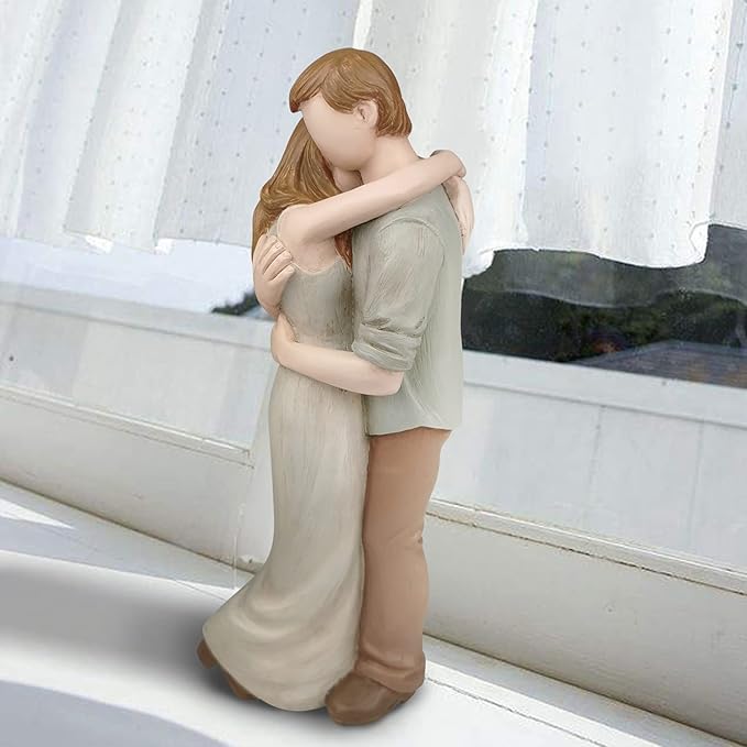 Romantic Hug Couple Happy Wedding Anniversary Sculpted Hand-Painted Figurine Gifts for Her Him, in Loving Moments Statue Gift for Engagement Valentine's Day Birthday